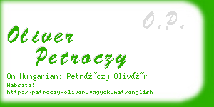 oliver petroczy business card